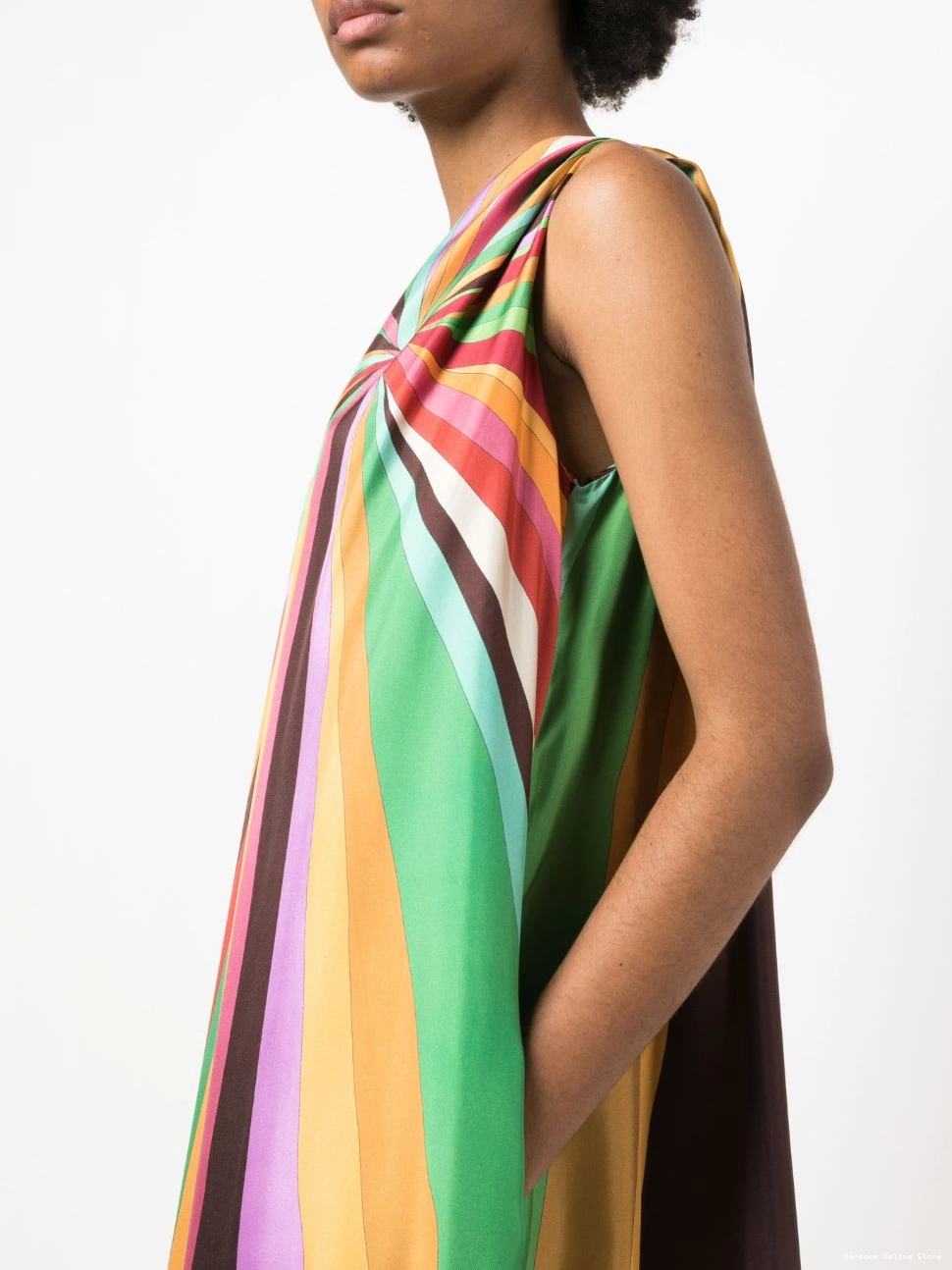 Affordable maxi dress Women Versace silk one-shoulder 0407